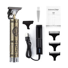 Load image into Gallery viewer, Cordless Close Cutting T-Blade Clipper - USB Rechargeable T9 Baldheaded Hair Trimmer Electric Shaver 0mm Men Barber Cutting Machine